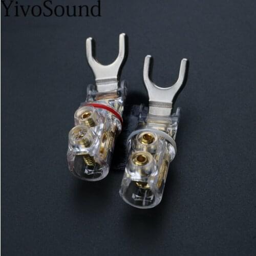 Yiosound HIFI Pure Red Copper Y shape Speaker Audio Jack Plugs screwing Banana Plug Connector Connectors