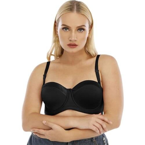 Plus Size Bra For Women Strapless Adjustable Support Underwired Push Up Brassiere Plus Size Lingerie BH Underwear Tops