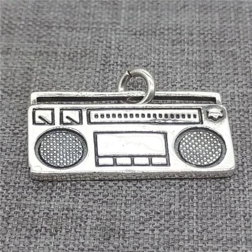 Sterling Silver Boombox Radio Pendant for Necklace