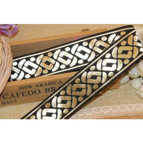 10yards/lot wide 4cm Woven Jacquard Ribbon Geometric design for curtain and clothing accessory LS-0919