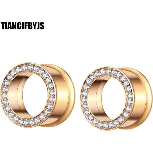 TIANCIFBYJS 2pcs Steel Ear Plugs Tunnels Flare Piercing Screw Flesh Tunnels Plugs Ear Expanders Stretchers Earring Gauges Body
