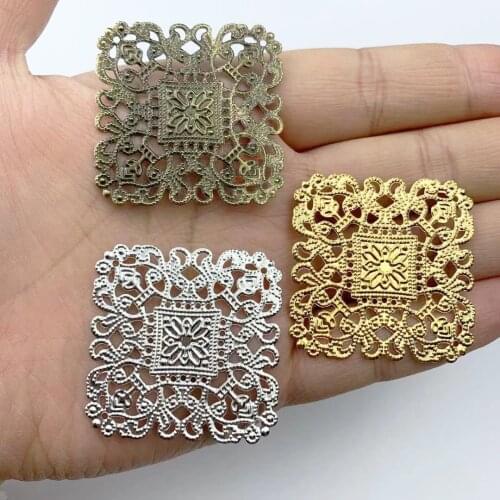 20 pieces/lot 4cm metal Filigree Flower Wrap Connector Jewelry DIY Components
