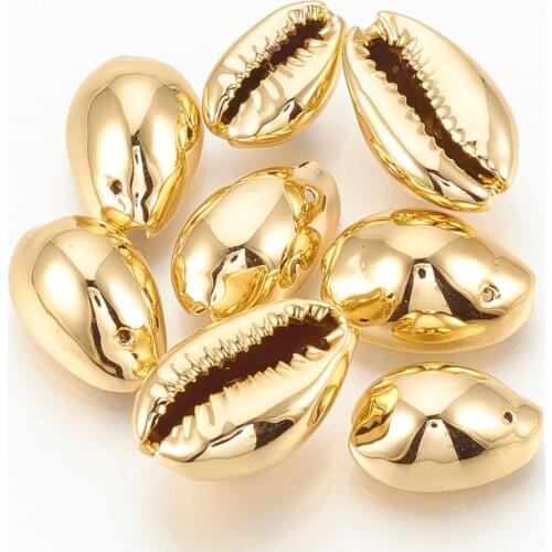 200pcs Plated Cowrie Shell Pendants for necklace jewelry making accessories Decor 14~20x9~14x7~10mm, Hole: 1mm