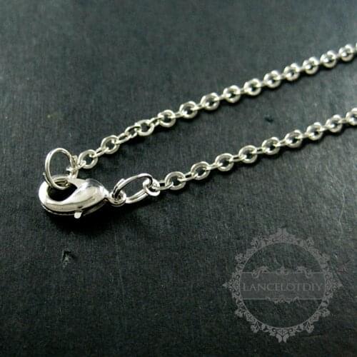 27inch 2x3mm rhodium color 316L stainless steel DIY necklace chain with extended chain color not tarnish 1322025