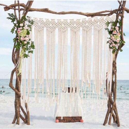 31 Macrame Wedding Ceremony Backdrop Curtain Wall Hanging Cotton Handmade Wall Art Home Decor 45.2*53in
