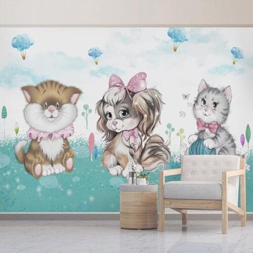 Milofi custom 3D wallpaper mural hand hand-painted large fresh cat childrens room background wall decoration wallpaper mural