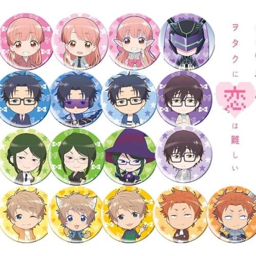 58MM Anime Wotakoi: Love is Hard for Otaku Hirotaka Narumi Badge Iron Metal Brooch Round Pins Icons