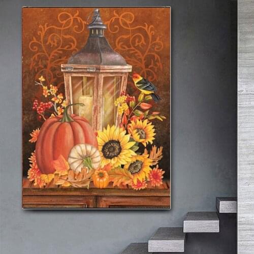 5D Diamond Painting Full Square/Round Pumpkin Sun Flower Bird Diamond Embroidery Rhinestone Art Cross Stitch Kit Hobby Gift