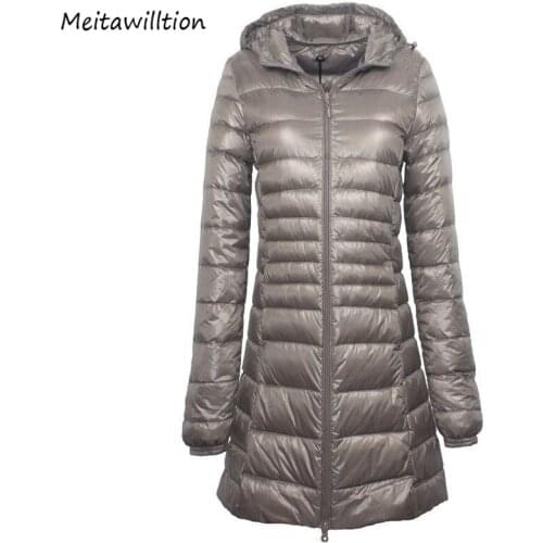7XL Plus Size Long Down Jacket 2020 Women Winter Ultra Light White Duck Down Coat Korean Slim Long Sleeve Hooded Outerwear Tops