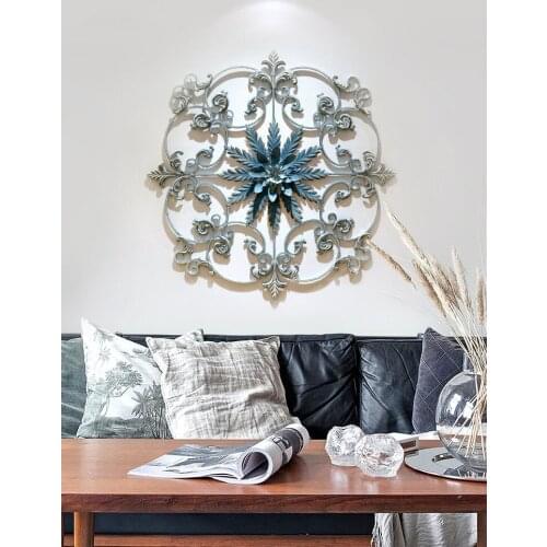 American Wrought Iron Wall Hanging Mural Crafts Decoration Creative Wall Retro 3D Stereo Wall Sticker Background Ornaments Decor