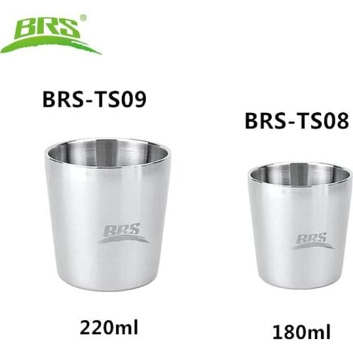 BRS 2 pcs Water Cup 304 Stainless Steel Double Walled Heat Protection Mug Camping Mini Portable Beer Cup Small Traveling Cup