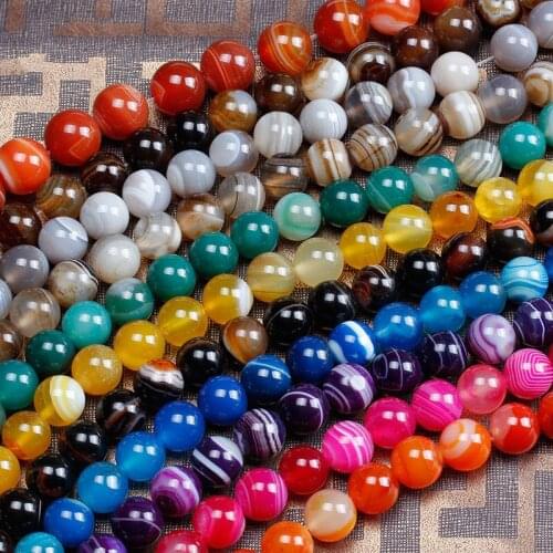 4-20mm Natural Round Mixed Color Banded Agates Lace Stripe Onyx Beads For Jewelry Making Beads 15'' Needlework DIY Beads Trinket