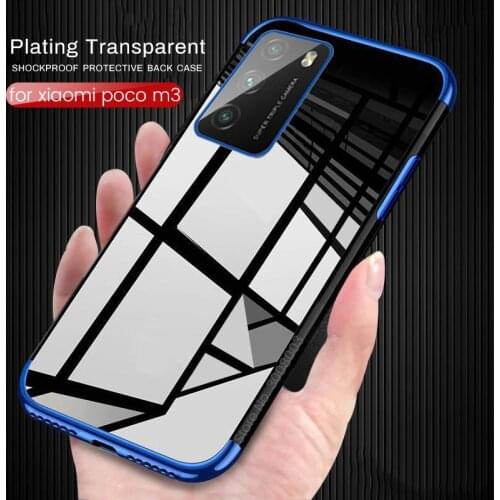 Plating tpu bumper soft silicone phone covers case for xiaomi pocophone poco m3 m 3 3m fundas on pocom3 6.53'' shockproof coque