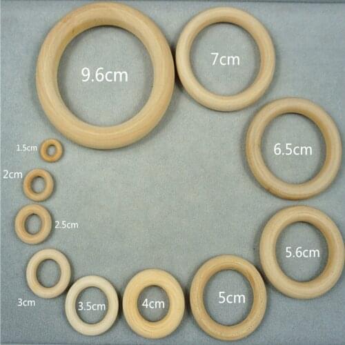 Wooden Rings Beads Natural Circle Wood Beads for Baby Smooth Teether DIY Jewelry Making 15 20 25 30 35 40 45 50 55 60 65 70 96MM