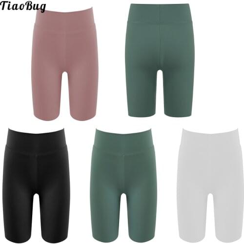 TiaoBug Kids Girls Summer Sport Shorts Pure Color Wide Elastic Waistband Stretchy Shorts For Yoga Ballet Dance Fitness Running