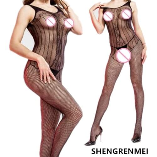 SHENGRENMEI Erotic Nightwear Women Crotchless Bodysuit Sexy Lingerie Bodystocking Catsuit Body Stocking Costumes dropshipping