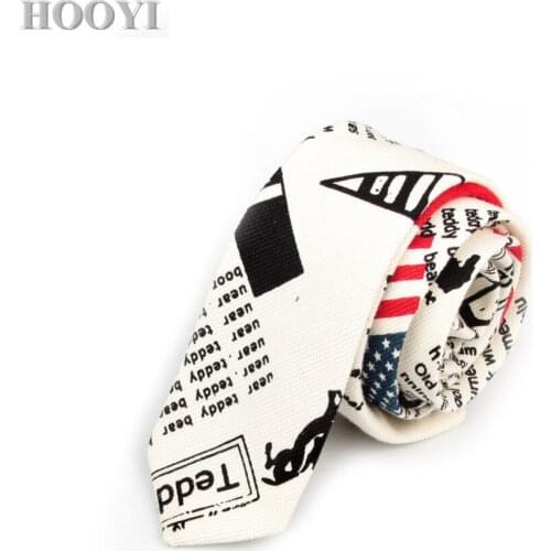 HOOYI Cotton Ties for Men Neck Tie Letter Necktie Fashion Wedding Gift Stripe Gravata Slim Mariage Mens Cravat Floral Ascot