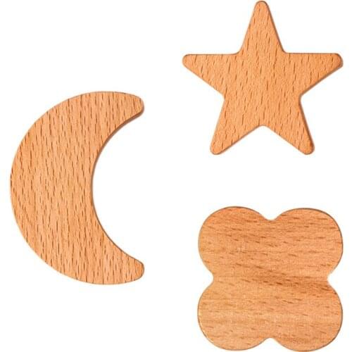 Solid Wood Hook Home Decoration Star Moon Storage Rack Nordic Wall-Mounted Wall Coat Hook Wooden Storage Hanger Organizer