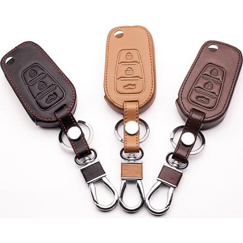 2017 Hot sale top layer leather remote control key cover case protection bag folding for LiFan X60 Auto Accessories starline a91