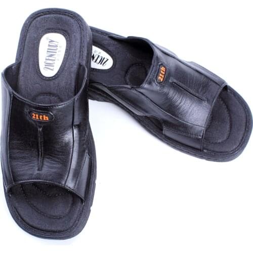 2021 Summer Low Cut Mens Slippers Cool Outdoor Leather Slippers Massage Non-slip Bathroom Hard-Wearing Thick Bottom Shoes Men