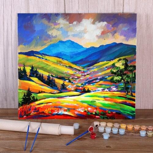 Landscape Svoboda Village DIY Painting By Numbers Kit Oil Paints 50*70 Paiting By Numbers Home Decoration For Kids Handiwork