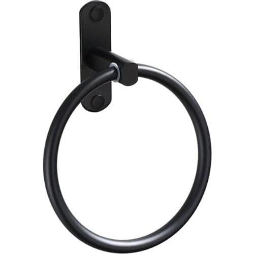 New Black Space Aluminum Towel Holder Round Bath Towel Ring Wall Mounted Rack Shelf