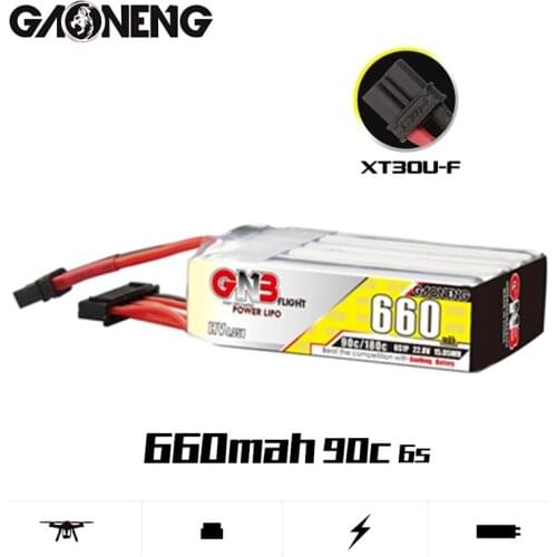 1PCS Original Gaoneng GNB 6S 22.8V Li-Po HV Battery 660mAh 90C/180C With LXT30U-F Plug for FPV Drone RC Helis Parts