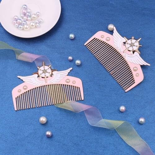 Anime Sailor Moon Comb Cosmetic Beauty Styling Hair Brush Styling Tool Metal Makeup Comb Crown Heart with Crystal Girl