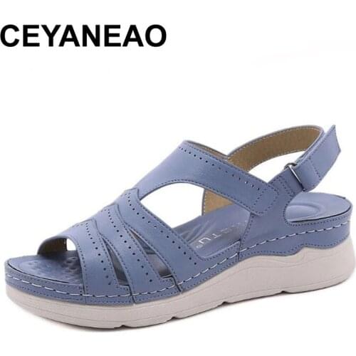 CEYANEAO New Women Sandals Summer Shoes Ladies Sewing Hollow Out Wedges Female Casual Comfortable Beach Shoes