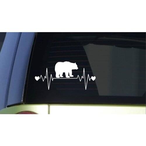 Grizzly bear heartbeat lifeline 8" wide Sticker decal computer Sticker