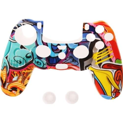 Multicolor Style Silicone Gamepad Cover Case + 2 Joystick Cap For PS4 Controller