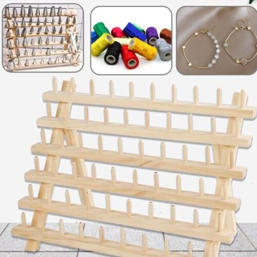 Foldable Wooden Thread Holder 30/80/120 Spools Sewing Embroidery Thread Rack Organizer Wall Hanging Cones Stand Shelf Needlework