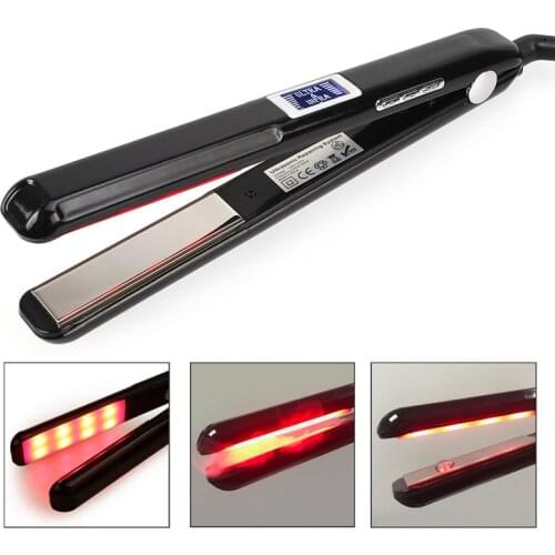 Ultrasonic Infrared Hair Straightener LCD Display Treatment Hair Iron Keratin Argan Oil Recover Hair Smooth Straightening Iron