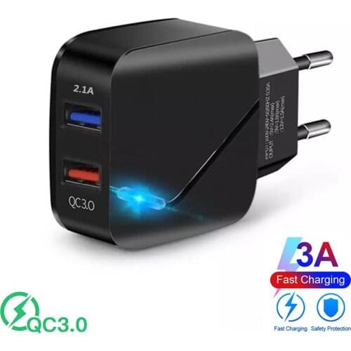 LED iluminación USB cargador de carga rápida 3,0 2 puerto QC4.0 rápido de carga para iPhone Samsung Xiaomi Huawei teléfono intel