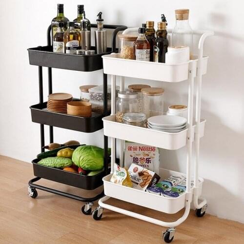 Oversea Stock!!!3 Layers Removable Trolley Multifunctional Kitchen Shelf With Wheels Space Saving Storage Rack Organizer HWC