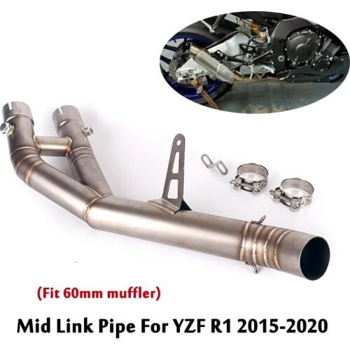For Yamaha YZF R1 MT10 2015-2020 Exhaust Middle Link Pipe Slip On Connecting Section Tube 60mm Motorcycle Stainless Steel