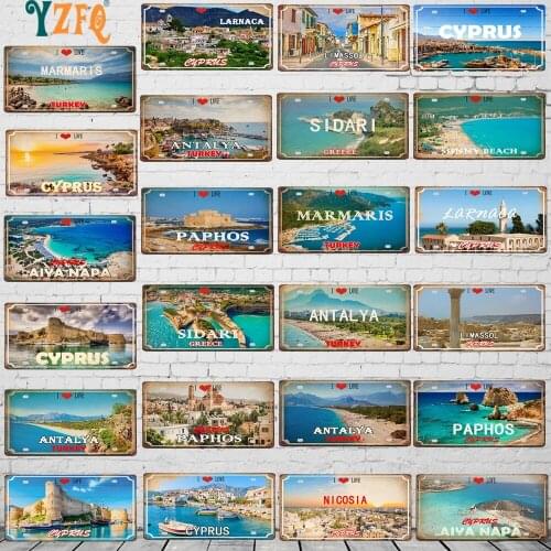 【YZFQ 】30X15CM City Metal Sign License Plate For Wall Home Restaurant Craft Decor DC-1588A