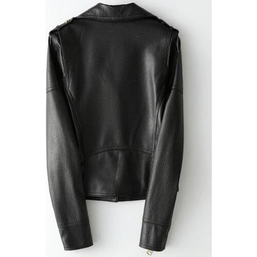 Womens Sheepskin Coat Spring Autumn Genuine Leather Women Short Korean Biker Motorcycle Jacket HQ12-YXG1212A KJ4132