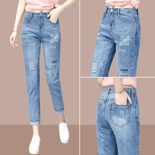 Woman Jeans Pants Ripped Womens Jeans Pants Loose Summer Wear High Waist Harem Shorts For Women Pantalones Vaqueros Mujer