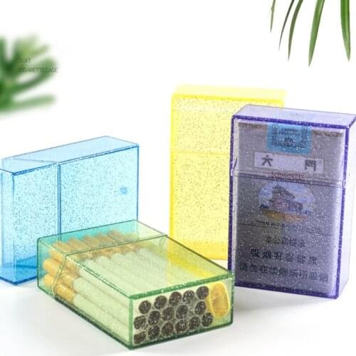 Ultra Thin Glitter Smoke Cigarette Case Storage Box for Holding 20 Sticks Package Tobacco Container Christmas Gift
