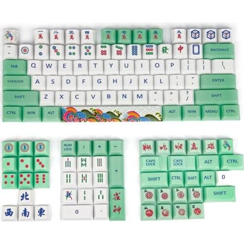 115Pcs Mahjong PBT Dye-sub Keycaps with Puller for 61/64/87/96/104 Keys GH60 RK61 Matrix Joke Custom Mechanical Gaming Keyboard