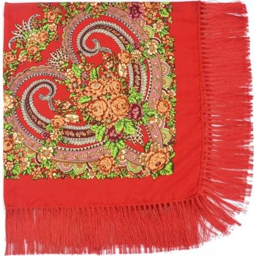 135*135cm Oversized Square Blankets scarf Russian Women Wedding Tassel Scarf Retro Style Cotton Handkerchief ladies Shawls