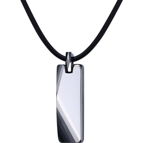 2021 Trendy Ungsten Steel Material Pendant Simple Glossy Rectangular Geometric Special Pendant Necklace Suitable For Men