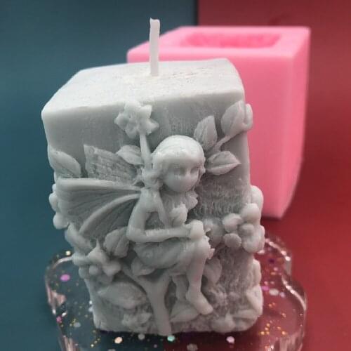 3D Cubic Angel Girl Silicone Mould Fairy DIY Resin Clay Candle Soap Mold Decoration Baking Tool