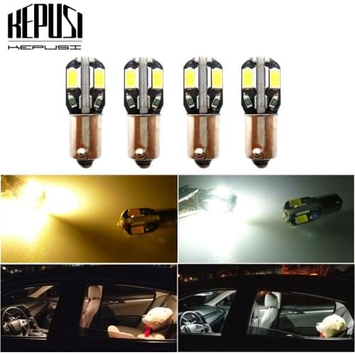 4x T4W BA9S 8 SMD 5630 Car LED Interior Lamp Side Marker Backup Tail Reading Bulb Door License Plate Light warm white