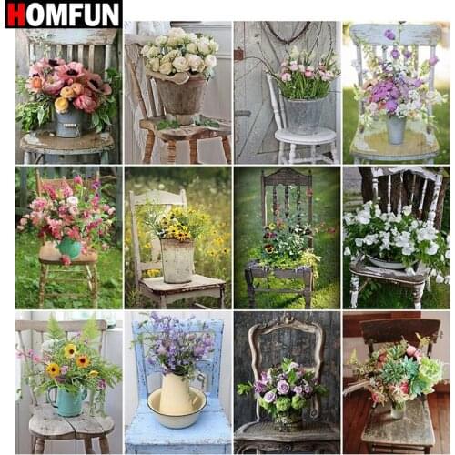 HOMFUN Full Square/Round Drill 5D DIY Diamond Painting "Flower bonsai illustration" Embroidery Cross Stitch 5D Home Decor Gift