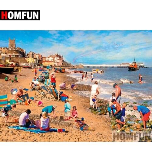 HOMFUN 5D DIY Diamond Painting Full Square/Round Drill "Beach scenery" Embroidery Cross Stitch gift Home Decor Gift A08411