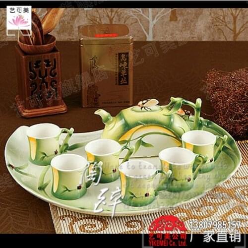 Cheap porcelain enamel bamboo Changle eight known kung fu tea set ceramic coffee cup tableware fashion gift