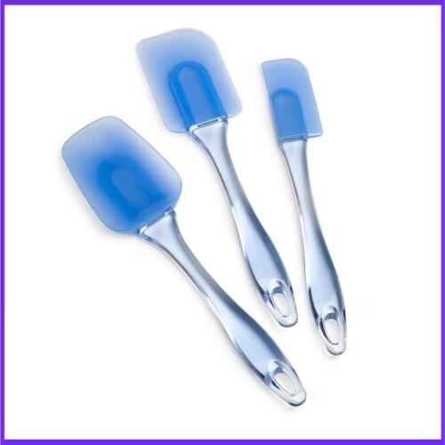 3-Pieces Nonstick Heat Resistant Blue Silicone Spatulas, Professional Kitchen Cooking Utensils