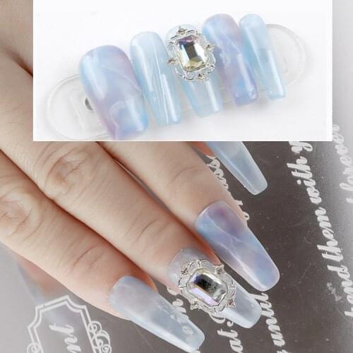 10Pcs Long Octagonal Nail Art Jewelry Alloy Strass Pendant For Nails Luxury Crystal Rhinestones Nail Art Decorations Stickers